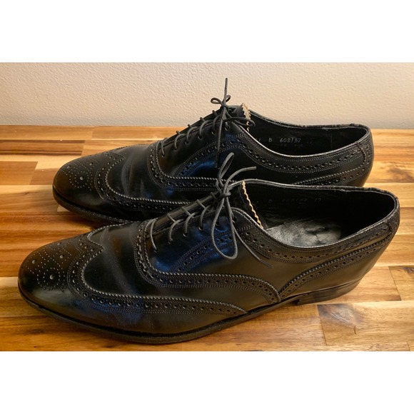 Vintage Black Grunge Wingtip Oxfords Brogue Academia Shoes Cat\'s Paw  11B Rare main image 8